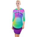 Circle Colorful Rainbow Spectrum Button Gradient Psychedelic Art Quarter Sleeve Hood Bodycon Dress View1