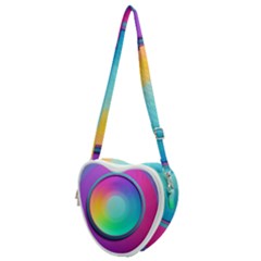 Circle Colorful Rainbow Spectrum Button Gradient Psychedelic Art Heart Shoulder Bag by Maspions