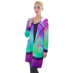 Circle Colorful Rainbow Spectrum Button Gradient Psychedelic Art Hooded Pocket Cardigan