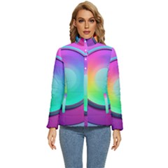 Circle Colorful Rainbow Spectrum Button Gradient Psychedelic Art Women s Puffer Bubble Jacket Coat