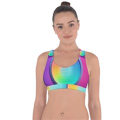 Circle Colorful Rainbow Spectrum Button Gradient Psychedelic Art Cross String Back Sports Bra