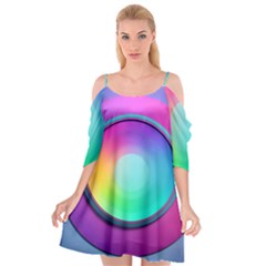 Circle Colorful Rainbow Spectrum Button Gradient Psychedelic Art Cutout Spaghetti Strap Chiffon Dress by Maspions