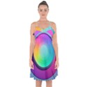 Circle Colorful Rainbow Spectrum Button Gradient Psychedelic Art Ruffle Detail Chiffon Dress View1