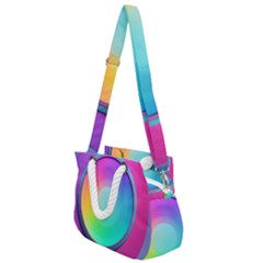 Circle Colorful Rainbow Spectrum Button Gradient Psychedelic Art Rope Handles Shoulder Strap Bag