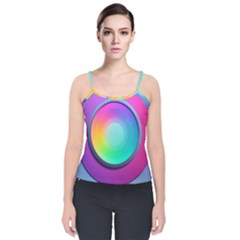 Circle Colorful Rainbow Spectrum Button Gradient Psychedelic Art Velvet Spaghetti Strap Top