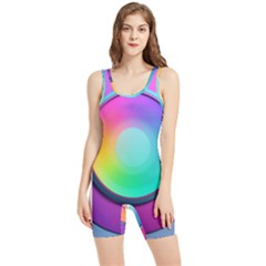 Circle Colorful Rainbow Spectrum Button Gradient Psychedelic Art Women s Wrestling Singlet