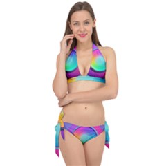 Circle Colorful Rainbow Spectrum Button Gradient Psychedelic Art Tie It Up Bikini Set