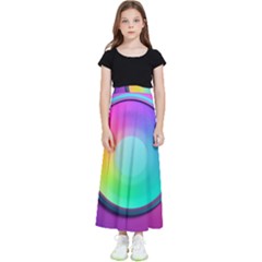 Circle Colorful Rainbow Spectrum Button Gradient Psychedelic Art Kids  Flared Maxi Skirt