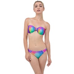 Circle Colorful Rainbow Spectrum Button Gradient Psychedelic Art Classic Bandeau Bikini Set