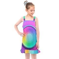 Circle Colorful Rainbow Spectrum Button Gradient Psychedelic Art Kids  Overall Dress by Maspions