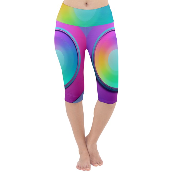 Circle Colorful Rainbow Spectrum Button Gradient Psychedelic Art Lightweight Velour Cropped Yoga Leggings