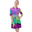 Circle Colorful Rainbow Spectrum Button Gradient Psychedelic Art Belted Shirt Dress View1