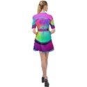 Circle Colorful Rainbow Spectrum Button Gradient Psychedelic Art Belted Shirt Dress View2