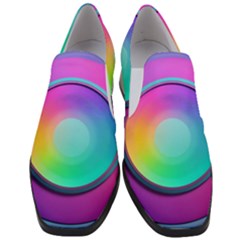 Circle Colorful Rainbow Spectrum Button Gradient Psychedelic Art Women Slip On Heel Loafers