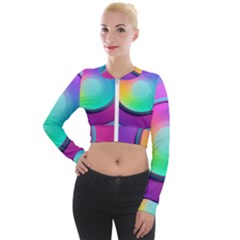 Circle Colorful Rainbow Spectrum Button Gradient Psychedelic Art Long Sleeve Cropped Velvet Jacket by Maspions