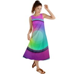 Circle Colorful Rainbow Spectrum Button Gradient Psychedelic Art Summer Maxi Dress by Maspions