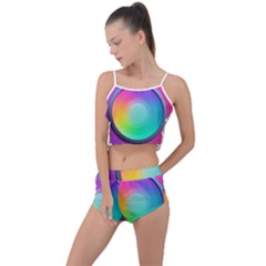 Circle Colorful Rainbow Spectrum Button Gradient Psychedelic Art Summer Cropped Co-ord Set