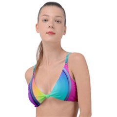 Circle Colorful Rainbow Spectrum Button Gradient Psychedelic Art Knot Up Bikini Top