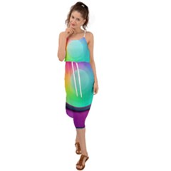 Circle Colorful Rainbow Spectrum Button Gradient Psychedelic Art Waist Tie Cover Up Chiffon Dress by Maspions