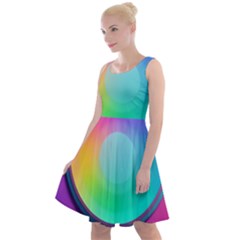 Circle Colorful Rainbow Spectrum Button Gradient Psychedelic Art Knee Length Skater Dress