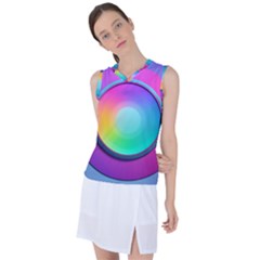 Circle Colorful Rainbow Spectrum Button Gradient Psychedelic Art Women s Sleeveless Sports Top