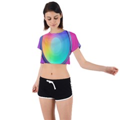 Circle Colorful Rainbow Spectrum Button Gradient Psychedelic Art Tie Back Short Sleeve Crop T-shirt by Maspions