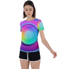 Circle Colorful Rainbow Spectrum Button Gradient Psychedelic Art Back Circle Cutout Sports T-shirt by Maspions