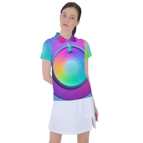 Circle Colorful Rainbow Spectrum Button Gradient Psychedelic Art Women s Polo T-shirt by Maspions