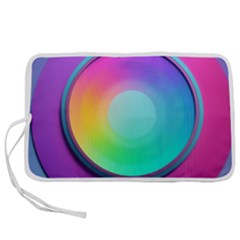 Circle Colorful Rainbow Spectrum Button Gradient Psychedelic Art Pen Storage Case (l) by Maspions