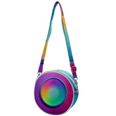 Circle Colorful Rainbow Spectrum Button Gradient Psychedelic Art Crossbody Circle Bag