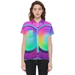 Circle Colorful Rainbow Spectrum Button Gradient Psychedelic Art Short Sleeve Pocket Shirt by Maspions