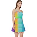 Circle Colorful Rainbow Spectrum Button Gradient Psychedelic Art Short Frill Dress View3