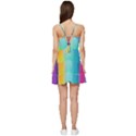 Circle Colorful Rainbow Spectrum Button Gradient Psychedelic Art Short Frill Dress View4