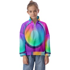 Circle Colorful Rainbow Spectrum Button Gradient Psychedelic Art Kids  Half Zip Hoodie by Maspions