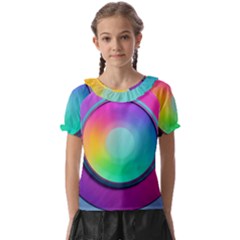 Circle Colorful Rainbow Spectrum Button Gradient Psychedelic Art Kids  Frill Chiffon Blouse by Maspions