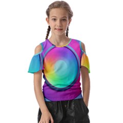 Circle Colorful Rainbow Spectrum Button Gradient Psychedelic Art Kids  Butterfly Cutout T-shirt