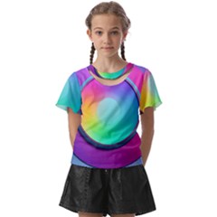 Circle Colorful Rainbow Spectrum Button Gradient Psychedelic Art Kids  Front Cut T-shirt