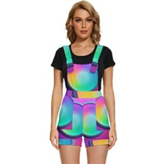 Circle Colorful Rainbow Spectrum Button Gradient Psychedelic Art Short Overalls