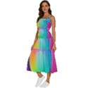 Circle Colorful Rainbow Spectrum Button Gradient Psychedelic Art Sleeveless Shoulder Straps Boho Dress View2