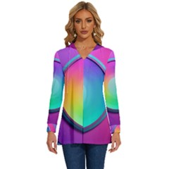 Circle Colorful Rainbow Spectrum Button Gradient Psychedelic Art Long Sleeve Drawstring Hooded Top