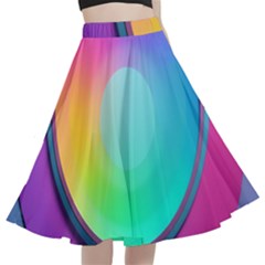 Circle Colorful Rainbow Spectrum Button Gradient Psychedelic Art A-line Full Circle Midi Skirt With Pocket by Maspions