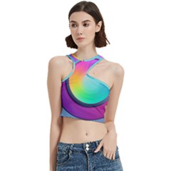 Circle Colorful Rainbow Spectrum Button Gradient Psychedelic Art Cut Out Top by Maspions