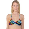 Cosmic Rainbow Quilt Artistic Swirl Spiral Forest Silhouette Fantasy Reversible Tri Bikini Top View3