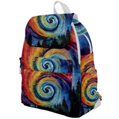 Cosmic Rainbow Quilt Artistic Swirl Spiral Forest Silhouette Fantasy Top Flap Backpack