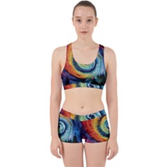 Cosmic Rainbow Quilt Artistic Swirl Spiral Forest Silhouette Fantasy Work It Out Gym Set