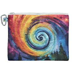 Cosmic Rainbow Quilt Artistic Swirl Spiral Forest Silhouette Fantasy Canvas Cosmetic Bag (xxl)