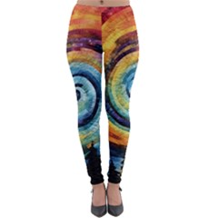 Cosmic Rainbow Quilt Artistic Swirl Spiral Forest Silhouette Fantasy Lightweight Velour Leggings by Maspions