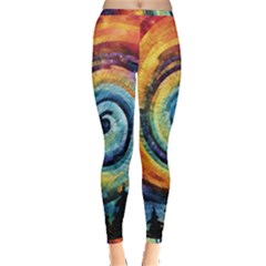 Cosmic Rainbow Quilt Artistic Swirl Spiral Forest Silhouette Fantasy Inside Out Leggings