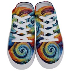 Cosmic Rainbow Quilt Artistic Swirl Spiral Forest Silhouette Fantasy Half Slippers by Maspions