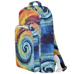 Cosmic Rainbow Quilt Artistic Swirl Spiral Forest Silhouette Fantasy Double Compartment Backpack